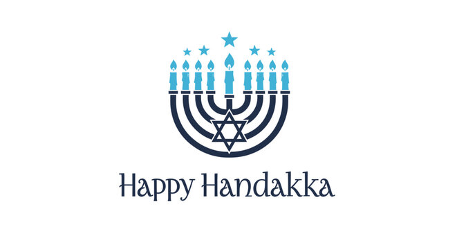 Hanukkah menorah with blue candles.