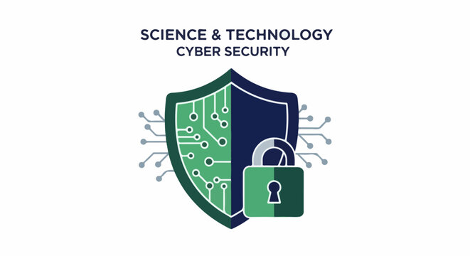 Digital shield with circuit board design and padlock, symbolizing cybersecurity