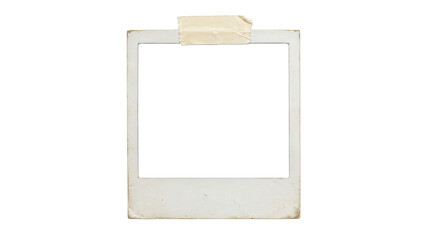 Obraz premium Old vintage polaroid photo frame with tape isolated on transparent background