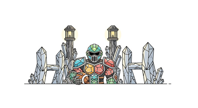 Knight in armor standing guard.