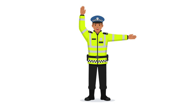 Man wearing high visibility directing traffic.
