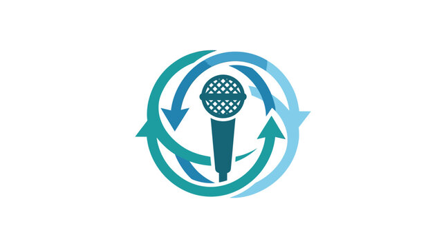 Microphone with circular arrow symbol.
