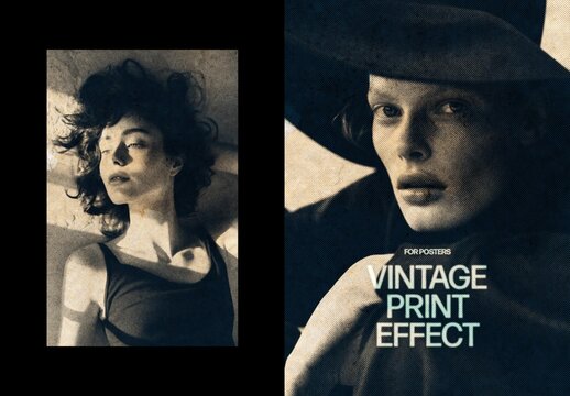 Vertical Vintage Print Photo Effect For Poster And Cover Design