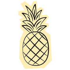 Obraz premium Hand drawn pineapple fruit for summer tropical theme