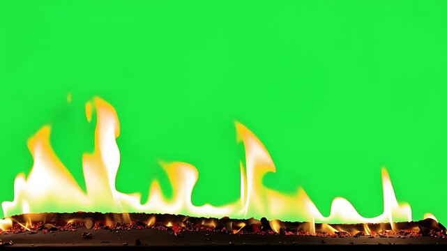 Fire Flames Bottom Border Green Screen Effect