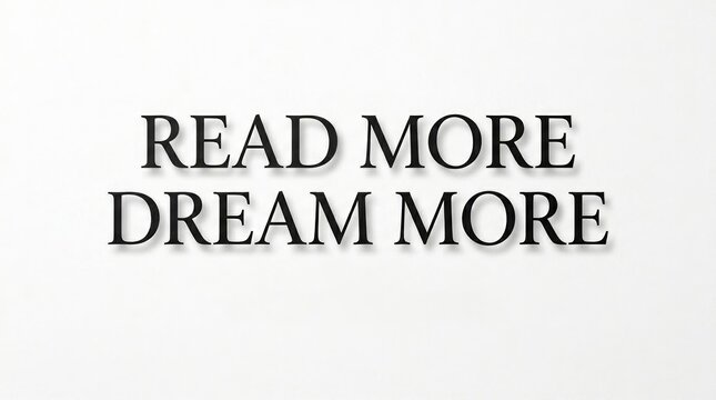 Elegant Black Serif Typography Read More Dream More Two Lines on Clean Bright White Background Wall Art