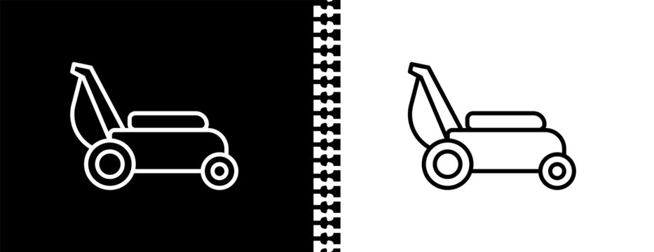 mower UI outline icon in black and white mode - agriculture farming and gardening collection.