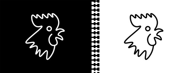 rooster UI outline icon in black and white mode - agriculture farming and gardening collection. © Khayala