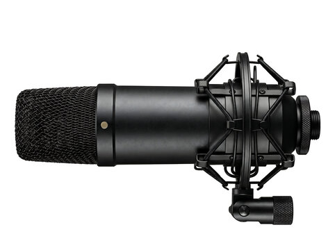 Professional studio condenser microphone with shock mount background
