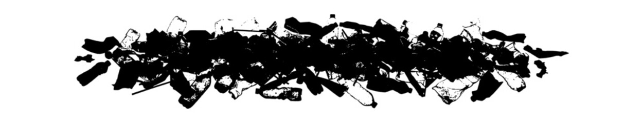 Naklejka premium Silhouette of a pile of plastic bottles and waste vector art