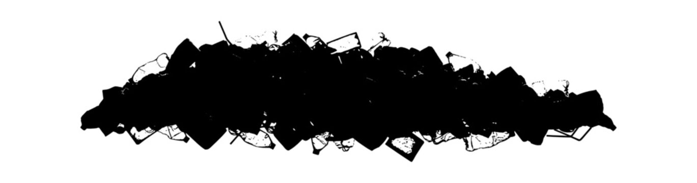 Silhouette of a large pile of plastic waste and trash vector art