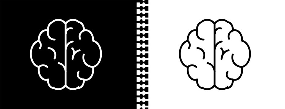 brain UI outline icon in black and white mode - artificial intellegence and future technology collection.