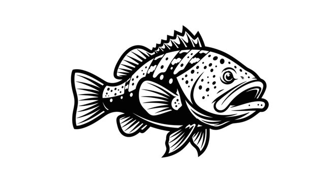 Spotted grouper fish graphic for fishing apparel and gear.
