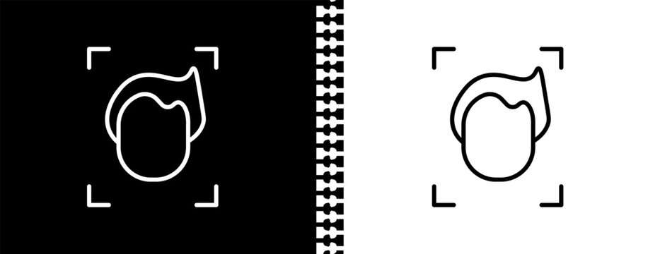 face recognition UI outline icon in black and white mode - artificial intellegence and future technology collection.