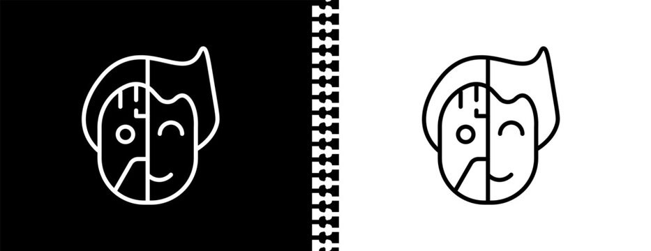 humanoid UI outline icon in black and white mode - artificial intellegence and future technology collection.