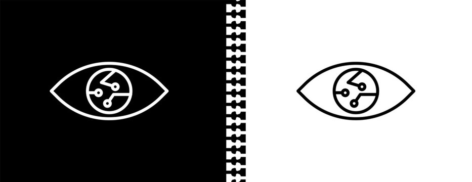 smart lens UI outline icon in black and white mode - artificial intellegence and future technology collection.