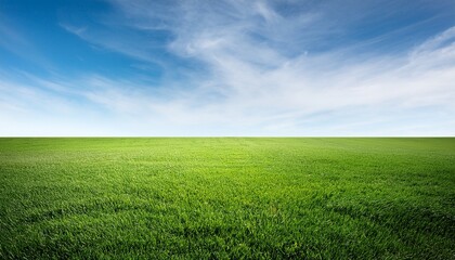 Obraz premium Green Grass Field With Transparent Background Extending Into Empty Space