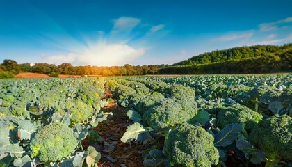 Fototapeta premium Freshly Harvested Broccoli In A Field