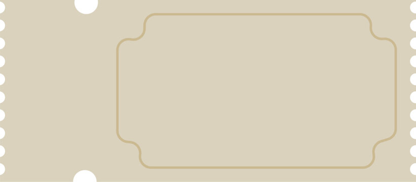 Blank movie ticket stub with beige background