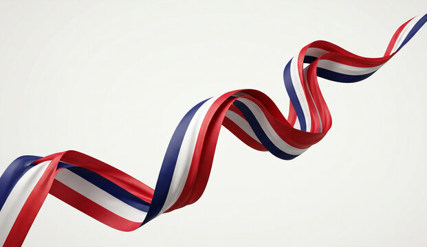 Independence day 4 Juli 2026
Red white and blue wavy ribbon flowing dynamically isolated on a clean bright background