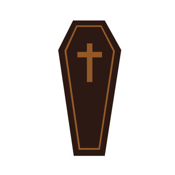Coffin icon in flat style, funeral and memorial concept illustration isolated on white background.