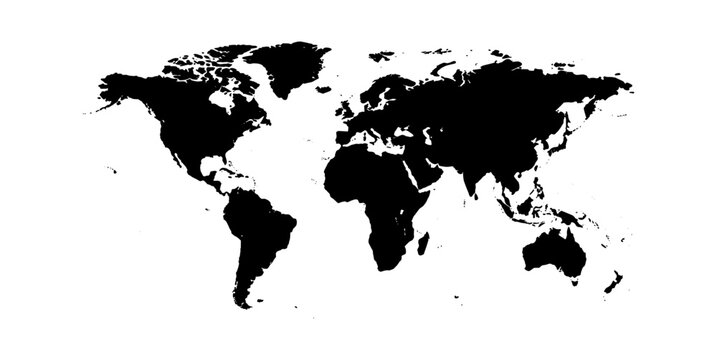 Black world map silhouette vector art