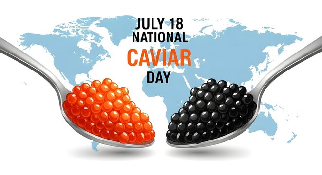 National caviar day july 18 celebration with red and black fish roe