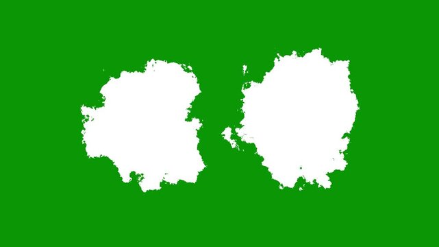Flowing liquid ink drop transition on green background paint bleed bloom circle organic flow expanding pure splatter spreading perfect for motion graphics digital visual effects 4k video