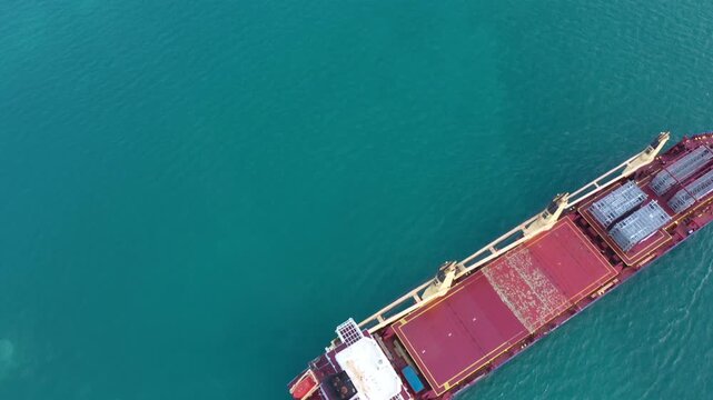 Aerial view of ship at Chuk samet port, Sattahip.