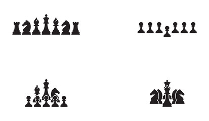 Chess pieces arranged in groups king queen knight pawn rook vector graphics. © VANU