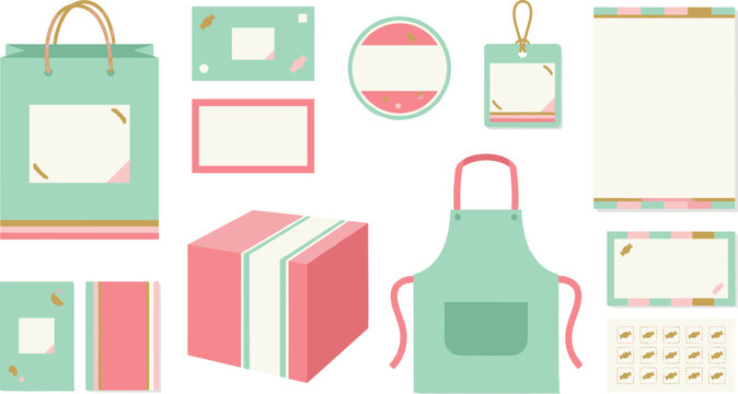 Pastel Brand Identity Mockup Collection with Packaging Design Elements, Shopping Bag, Product Box, Apron, Labels, and Stationery Templates