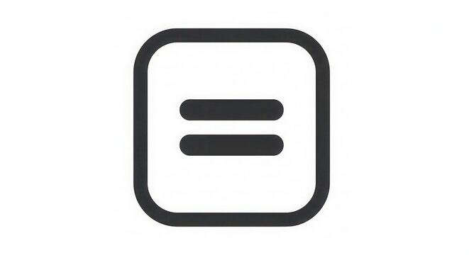 Minimalist Black and White Equals Sign Icon in Rounded Square Frame for Web and Mobile App Interface Design