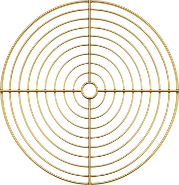 Golden latitude line circular grid isolated on transparent background