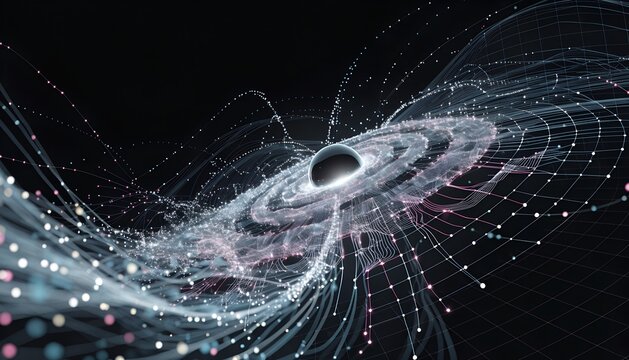 Abstract Digital Fractal Realms with Futuristic Technology Patterns and Data Networks.