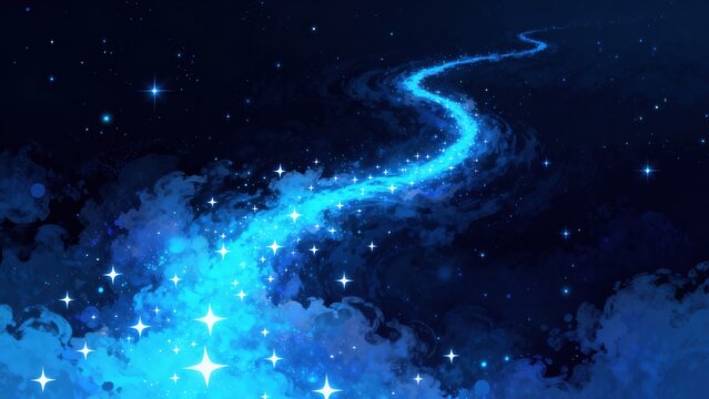 Blue glowing cosmic path in space