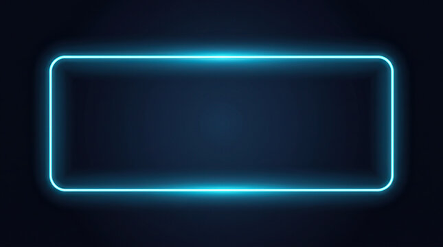 Glowing blue neon rectangular frame on dark background
