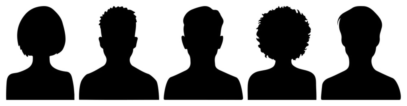 PNG Silhouette diverse group profile on transparent background