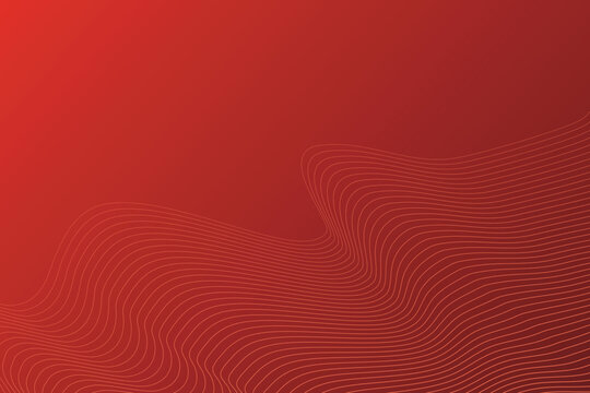 An abstract vector background with a rich gradient transitioning from bright crimson red to a dark burgundy shade, decorated with fluid, undulating parallel lines that create a dynamic wave pattern