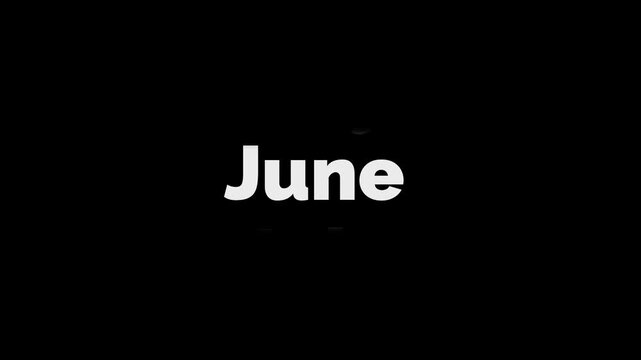 dynamic scroll month january to june text Rolling Animation, motion graphic on transparent background, alpha channel