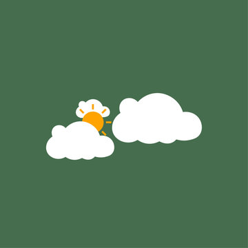 Ilustra&ccedil;&atilde;o vetorial minimalista de sol entre nuvens18