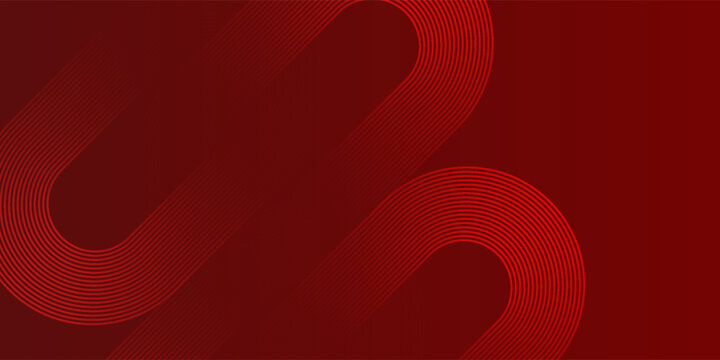 Abstract red background with glowing curve lines. Modern shiny red gradient geometric circle lines pattern. Futuristic concept. Suit for banner, web, poster, pamflet, brochure and presentation