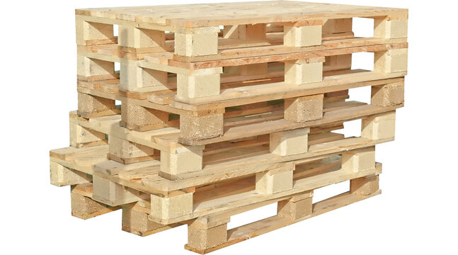 stack of wooden pallets used for loading and unloading, PNG on Transparent background