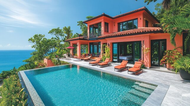 Luxury villa with infinity pool overlooking ocean