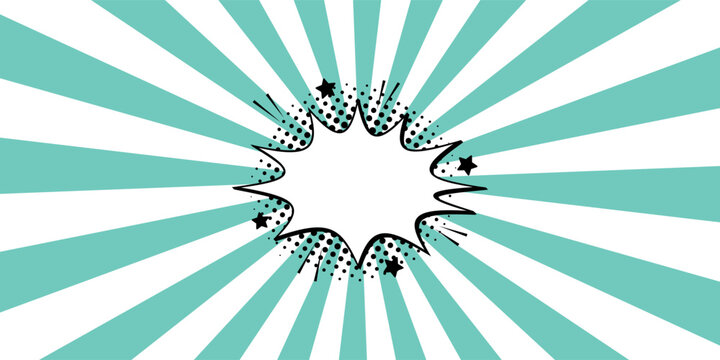 rays are blue background. superhero design. Starburst cartoon style.