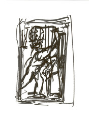 Obraz premium Dessin d'un homme souffrant de dépression et d'anxiété. Maladie mentale. 