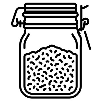 Small jar of yeast line icon with editable stroke, vector illustration of a dry active yeast container for bread baking and pastry dough preparation, minimalist customizable stroke weight graphic.