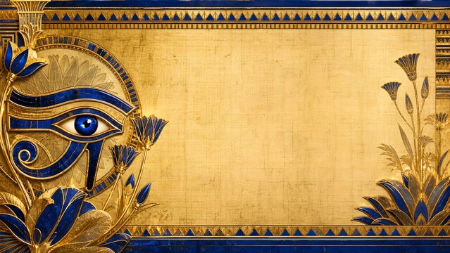 Premium Ancient Egyptian Heritage Ornate Gold Eye Of Horus With Lapis Lazuli Blue Inlay Banner Background
