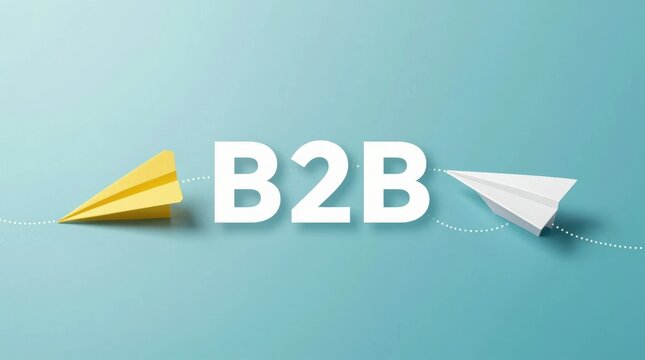 Business to business concept with paper planes flying in different directions