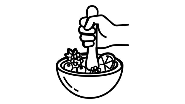 Professional bar muddler tool for crushing fresh fruit and herbs line icon vector illustration with editable stroke for cocktail recipes, bartender supplies, and mixology equipment graphics.