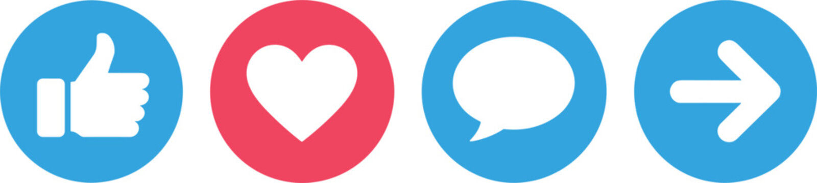 Social media engagement icon set with thumbs up like heart comment bubble and share arrow buttonsSocial media engagement icon set with thumbs up like heart comment bubble and share arrow buttons